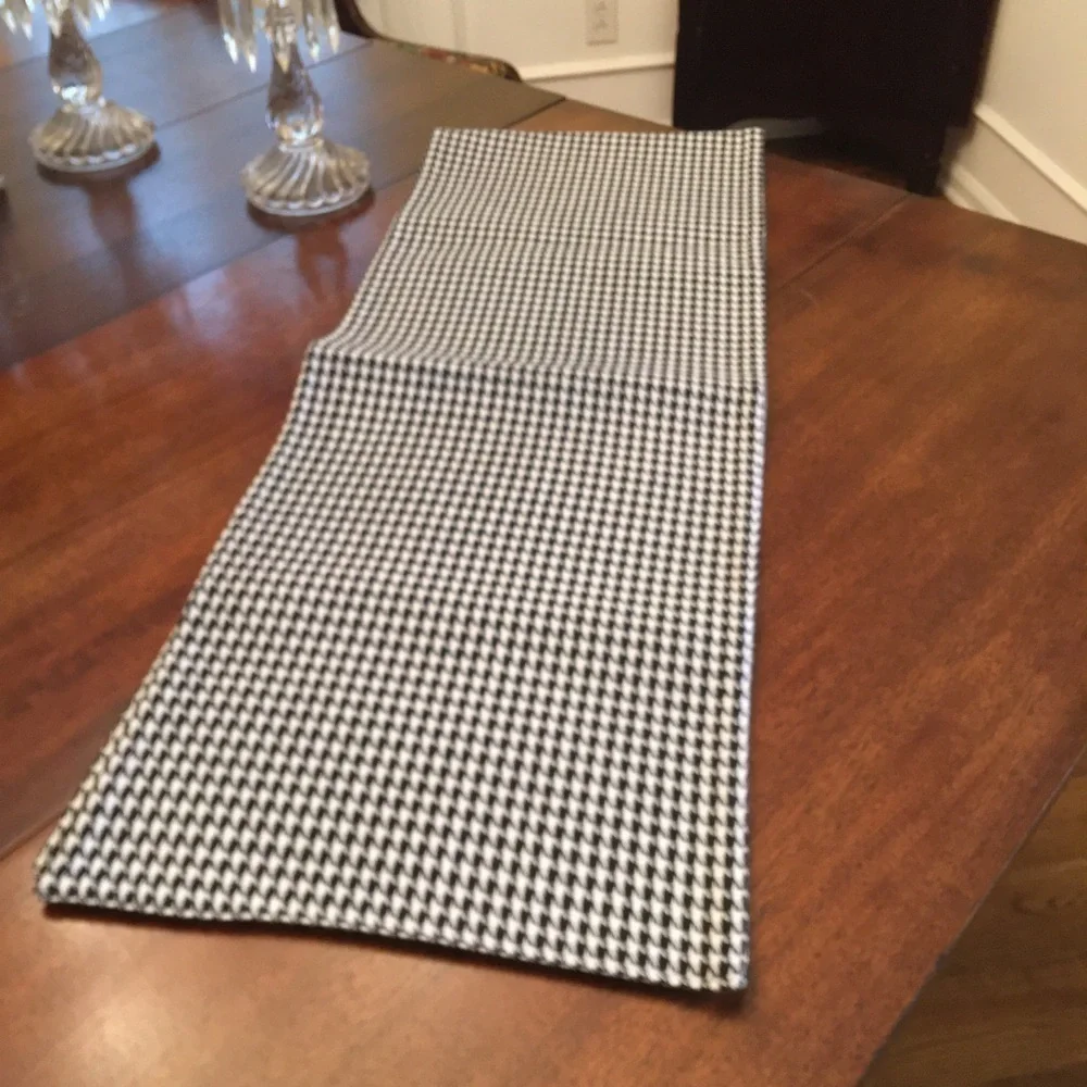 Two black and white checkered table runners new without tags 72” X 13”